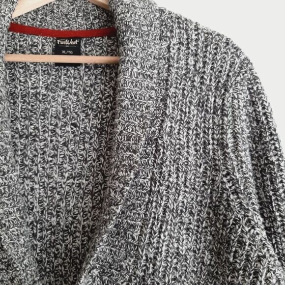 FAR WEST Toggle Button Boyfriend Cardigan Chunky Knit Melange Gray Sz XL - Picture 5 of 13